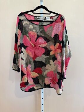 david brooks Pink Multi Floral Crew Neck Sweater xl